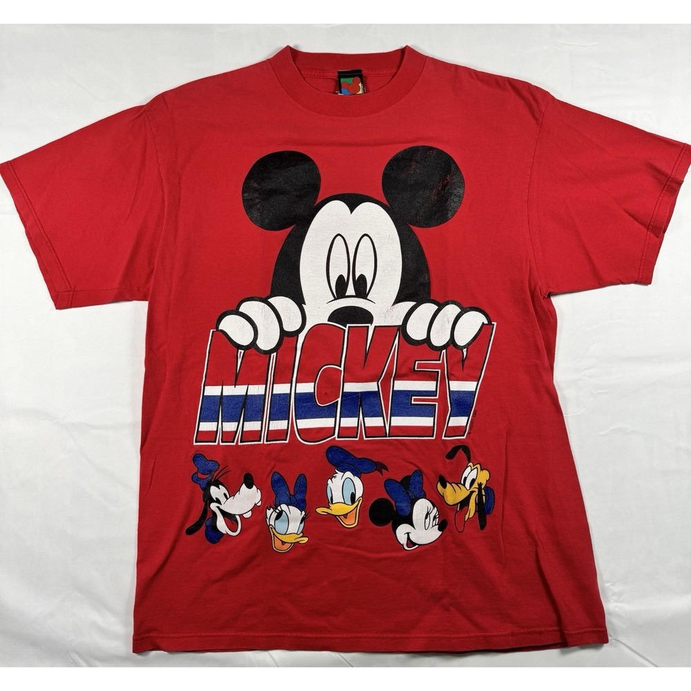Vintage 1989 Disney Mickey Unlimited Mickey Mouse Graphic T Shirt Red USA XL